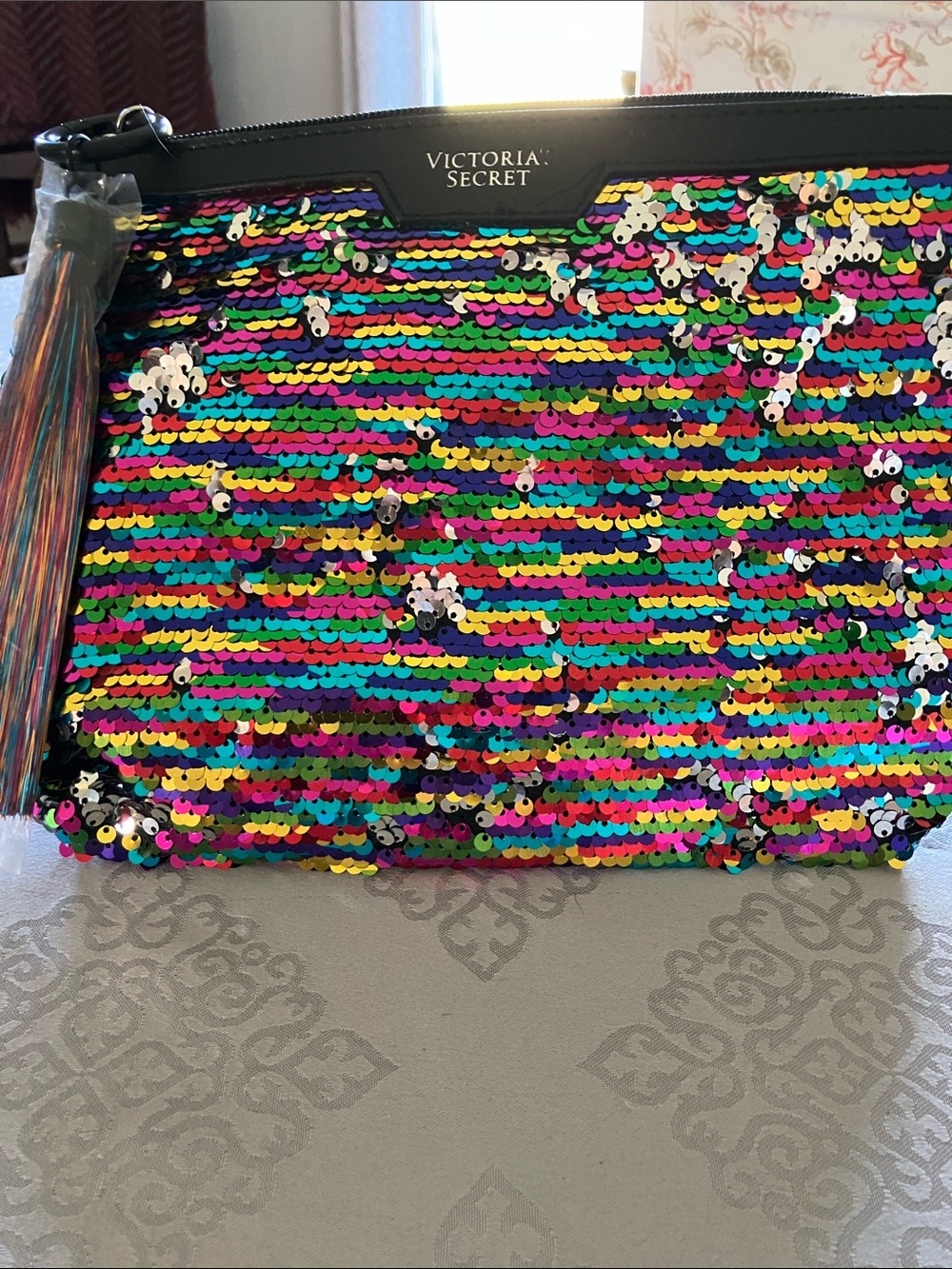 Victoria's Secret Rainbow Sequin makeup case